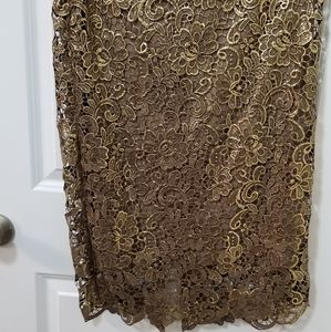 White House Black Market Gold lace skirt